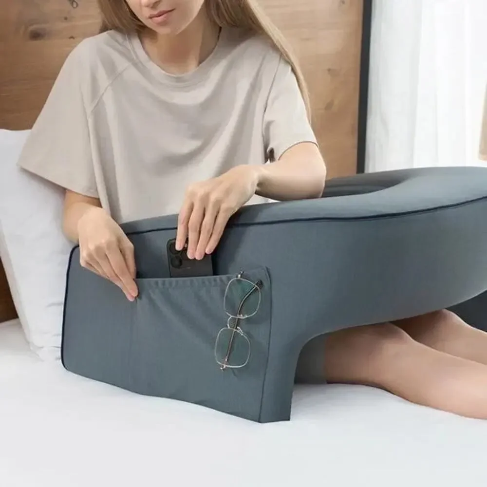 Casual Living Reading Lap Desk Memory Foam Pillow Removable Cover Gray Open Box